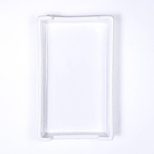 The Royal Standard Classic Guest Napkin Holder in white, rectangular shape, empty