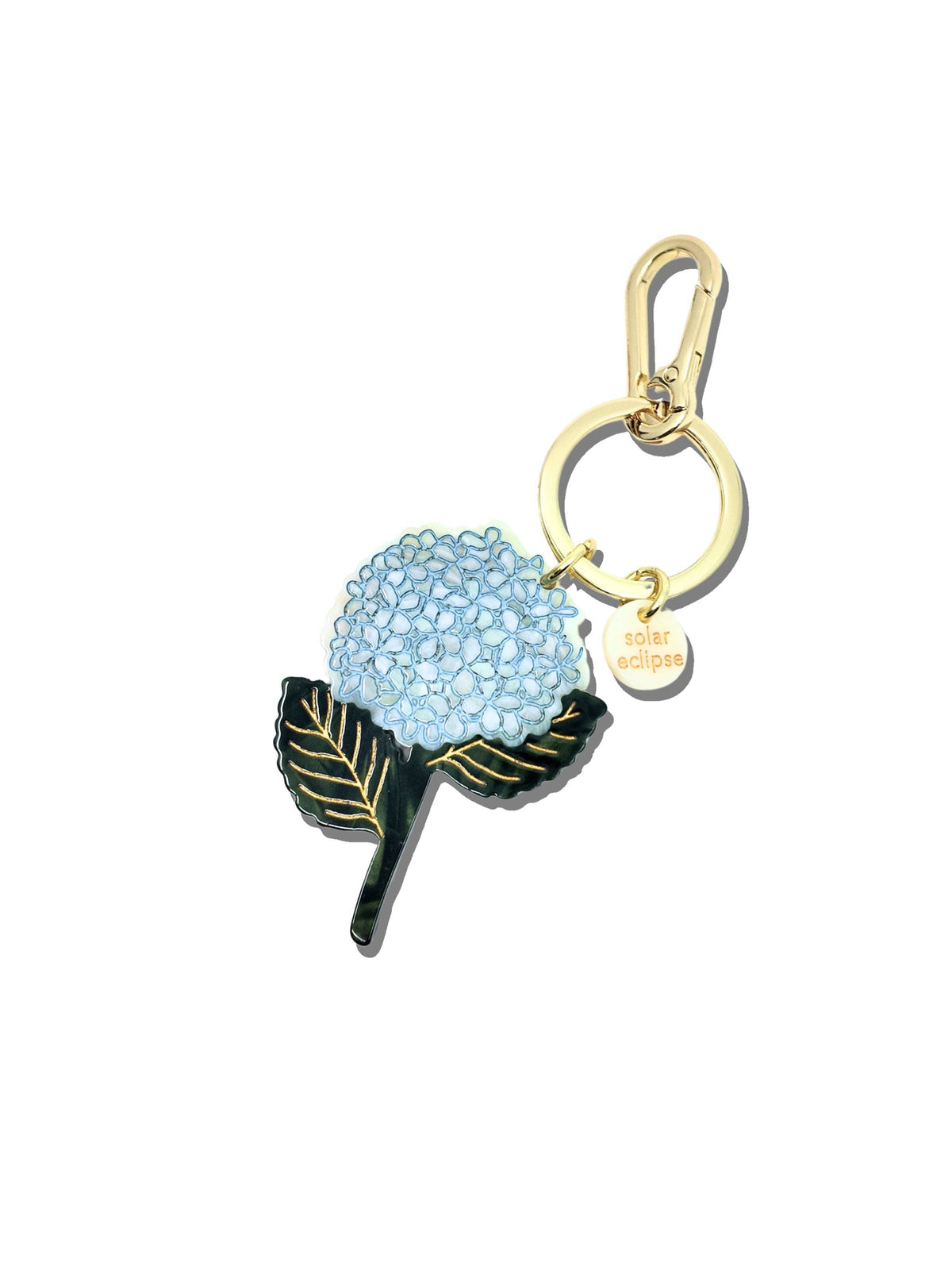 Solar Eclipse - Hand-painted Hydrangea Bag Charm + Keychain | Eco-Friendly