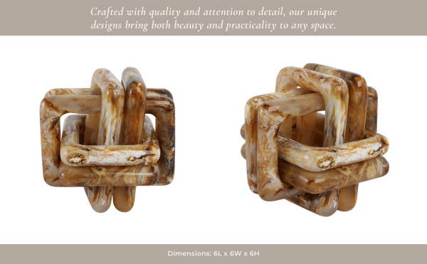 Sagebrook Home - Resin Marbled Knot Decorative Sculpture - Tan, 6 in.
