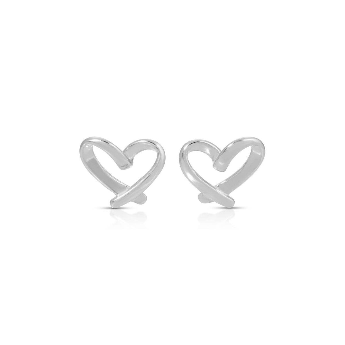 Pair of silver-tone Free Form Heart Studs by Splendid Iris with openwork design