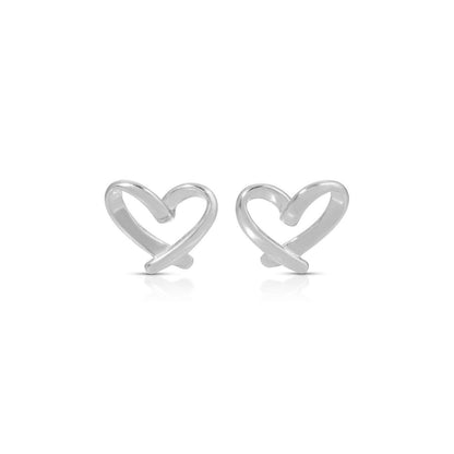 Pair of silver-tone Free Form Heart Studs by Splendid Iris with openwork design