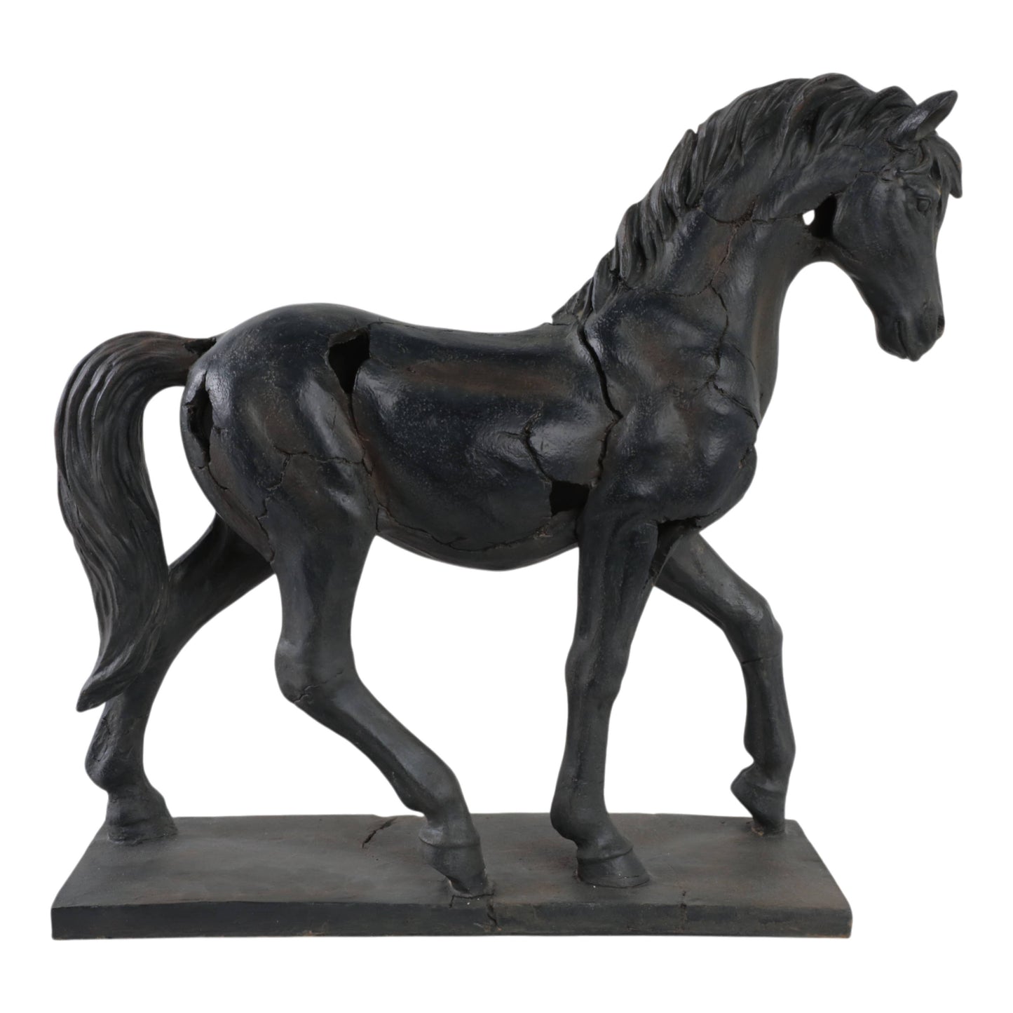 Sagebrook Home - Resin Cracked Horse Sculpture Home Decor - Brown, 16 in.
