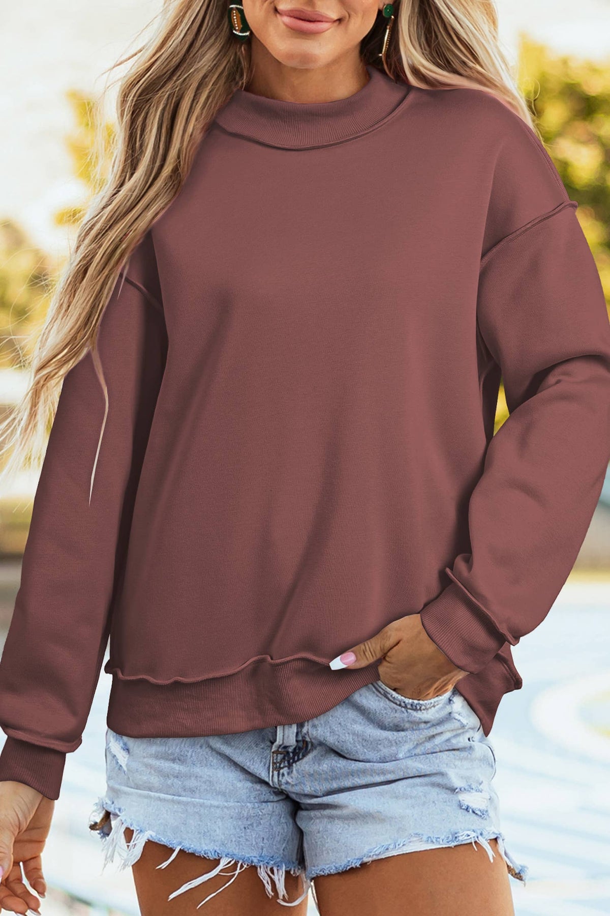 Little Daisy Closet - Game Day Oversize Reversible Mock Neck Sweatshirt | S-4X