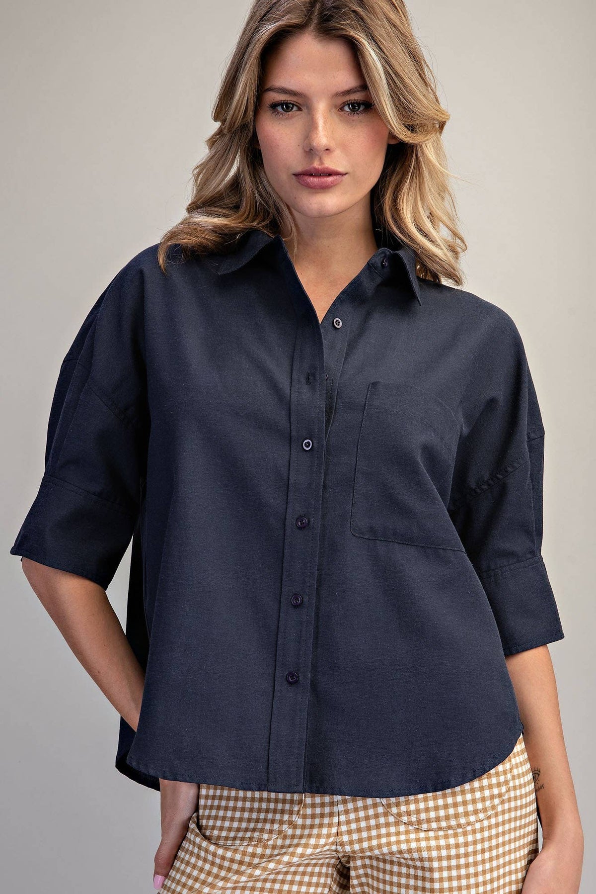 Peace Love Line - PM4822 - BUTTON DOWN SHORT SLEEVE SHIRT