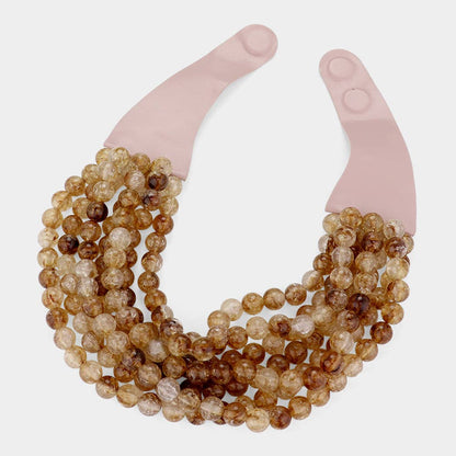 Sensibling Corp. - Chunky Acrylic Bead Layered Faux Leather Magnetic Necklace
