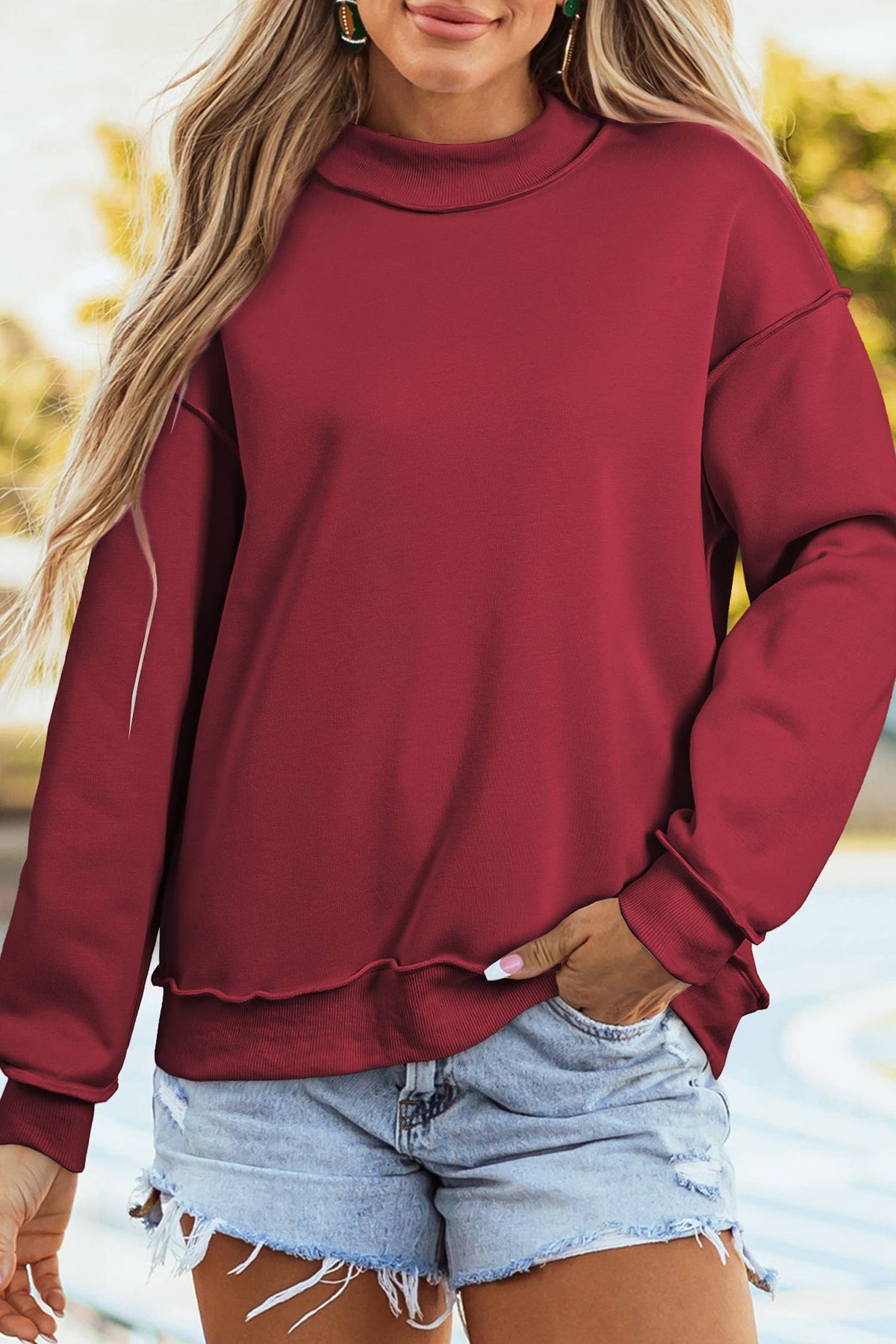 Little Daisy Closet - Game Day Oversize Reversible Mock Neck Sweatshirt | S-4X
