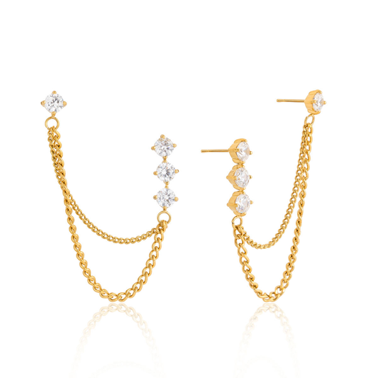 Deep South Originals Inc. - Tropez Chain Drop Earrings 18K Gold Water Resistant Non Tarnish