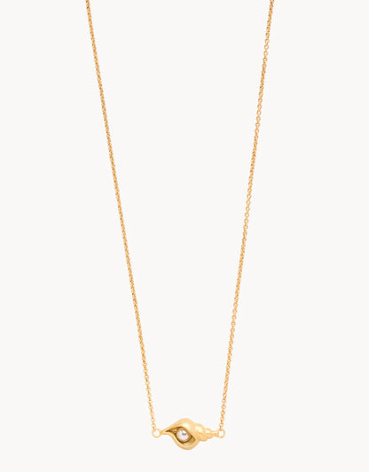 Adorned with a small, abstract eye-shaped pendant featuring a central clear stone, the Spartina Sea La Vie Listen Necklace by Spartina is beautifully displayed on a plain white background—making it the ideal friendship gift for someone special.