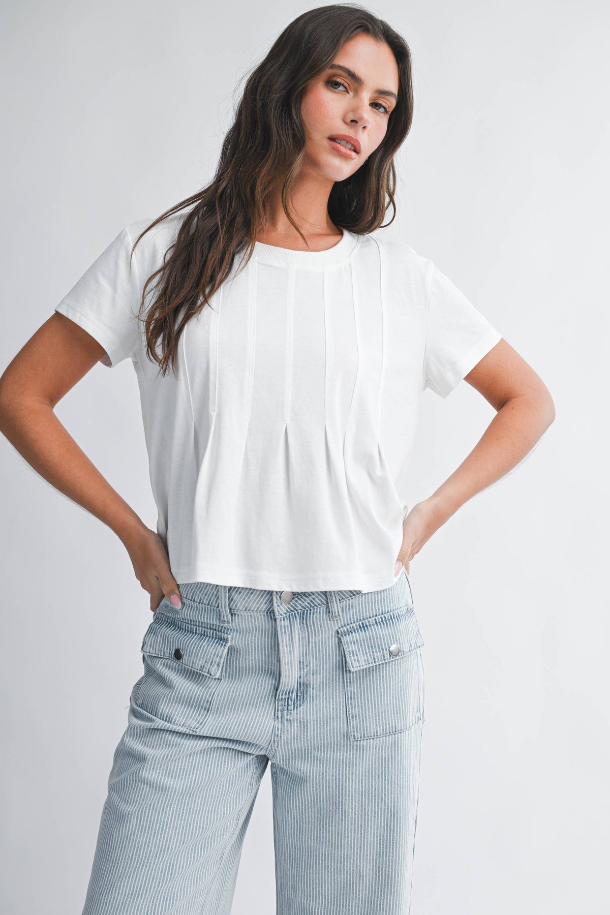 AEMI + CO - 8613HK Pleated Swing Tee Top