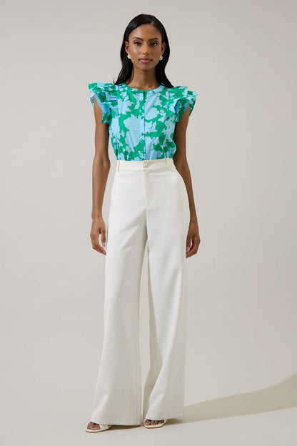 Sugarlips - Riona Floral Sammi Button Down Ruffle Top