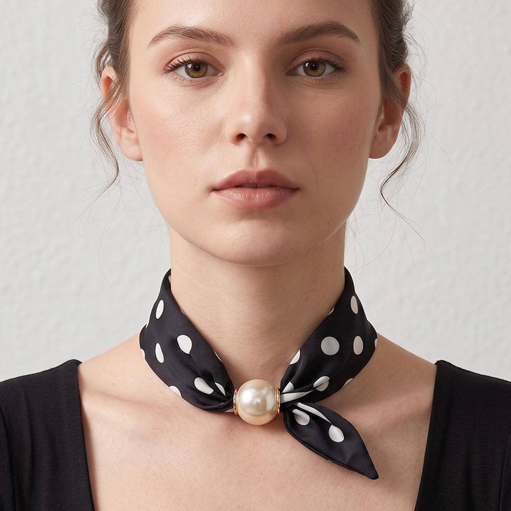 Sensibling Corp. - Polka Dot Pattern Magnetic Fabric Scarf Necklace