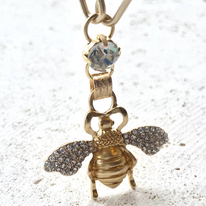 VB&CO Designs Handmade Jewelry - Bee Crystal Necklace Matte Gold
