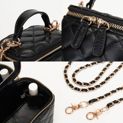 Sensibling Corp. - Faux Leather Quilted Top Handle Mini Vanity Box Crossbody Bag