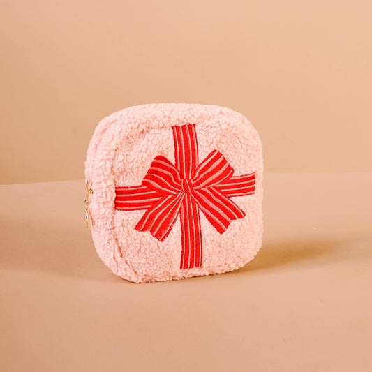 The Darling Effect - Teddy Pouch-Square Holiday Gift Bow Red