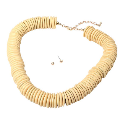 Sensibling Corp. - Chunky Wooden Disc Beaded Statement Necklace