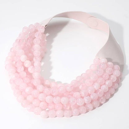 Sensibling Corp. - Chunky Acrylic Bead Layered Faux Leather Magnetic Necklace