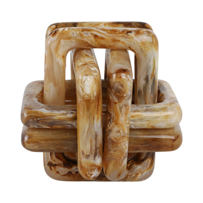 Sagebrook Home - Resin Marbled Knot Decorative Sculpture - Tan, 6 in.