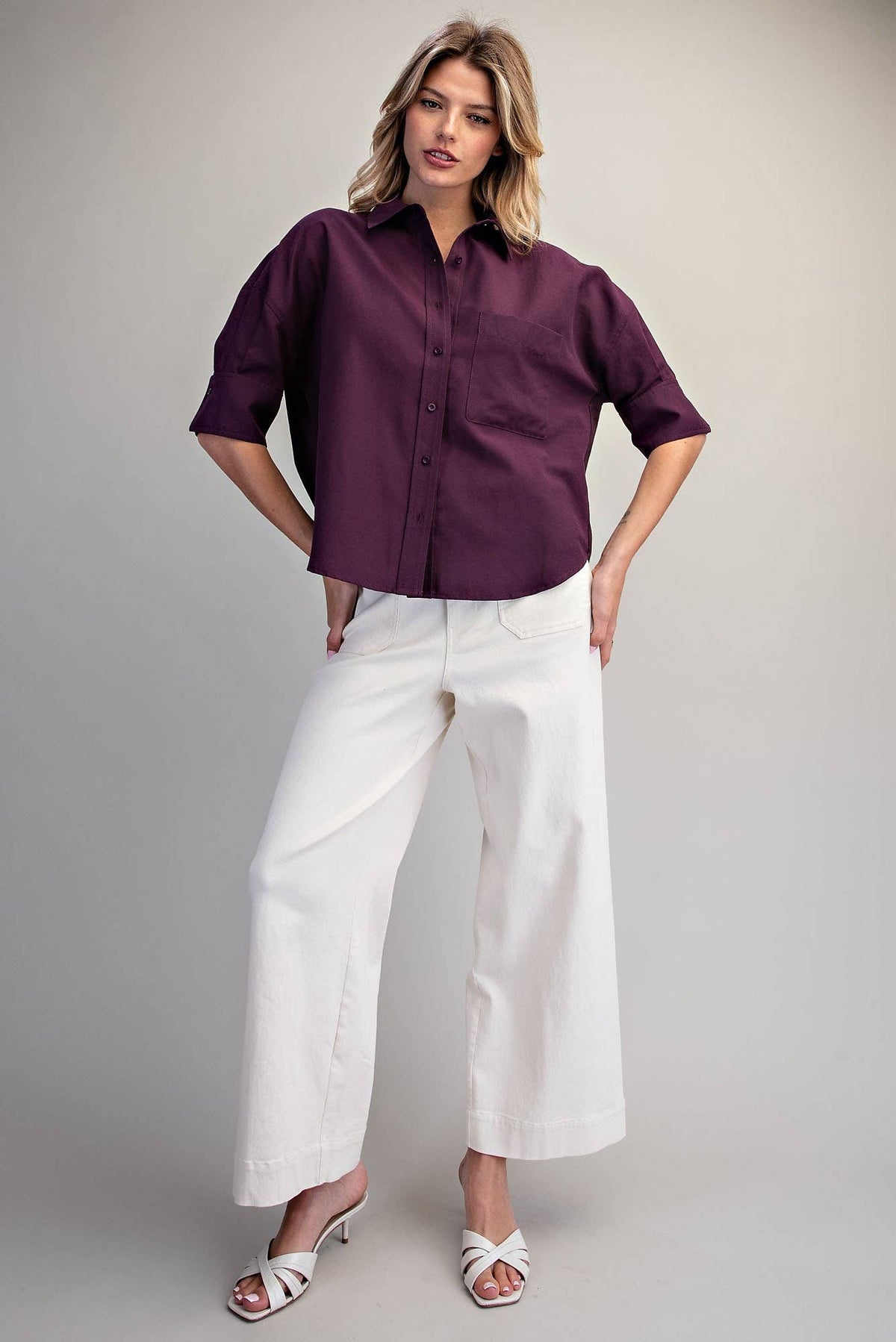 Peace Love Line - PM4822 - BUTTON DOWN SHORT SLEEVE SHIRT