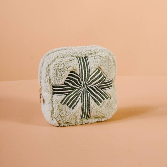 The Darling Effect - Teddy Pouch-Square Holiday Gift Bow Green