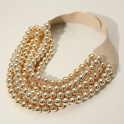 Sensibling Corp. - Chunky Acrylic Bead Layered Faux Leather Magnetic Necklace