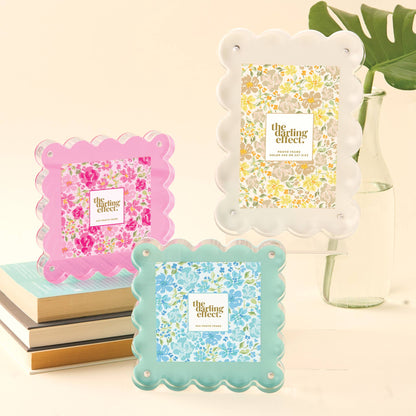 The Darling Effect - Rectangle Scalloped Acrylic Frame-White