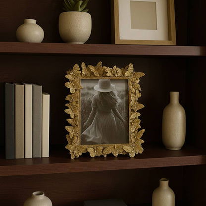 Sagebrook Home Gold Polyresin Butterfly in Bloom Frame 5x7 in.
