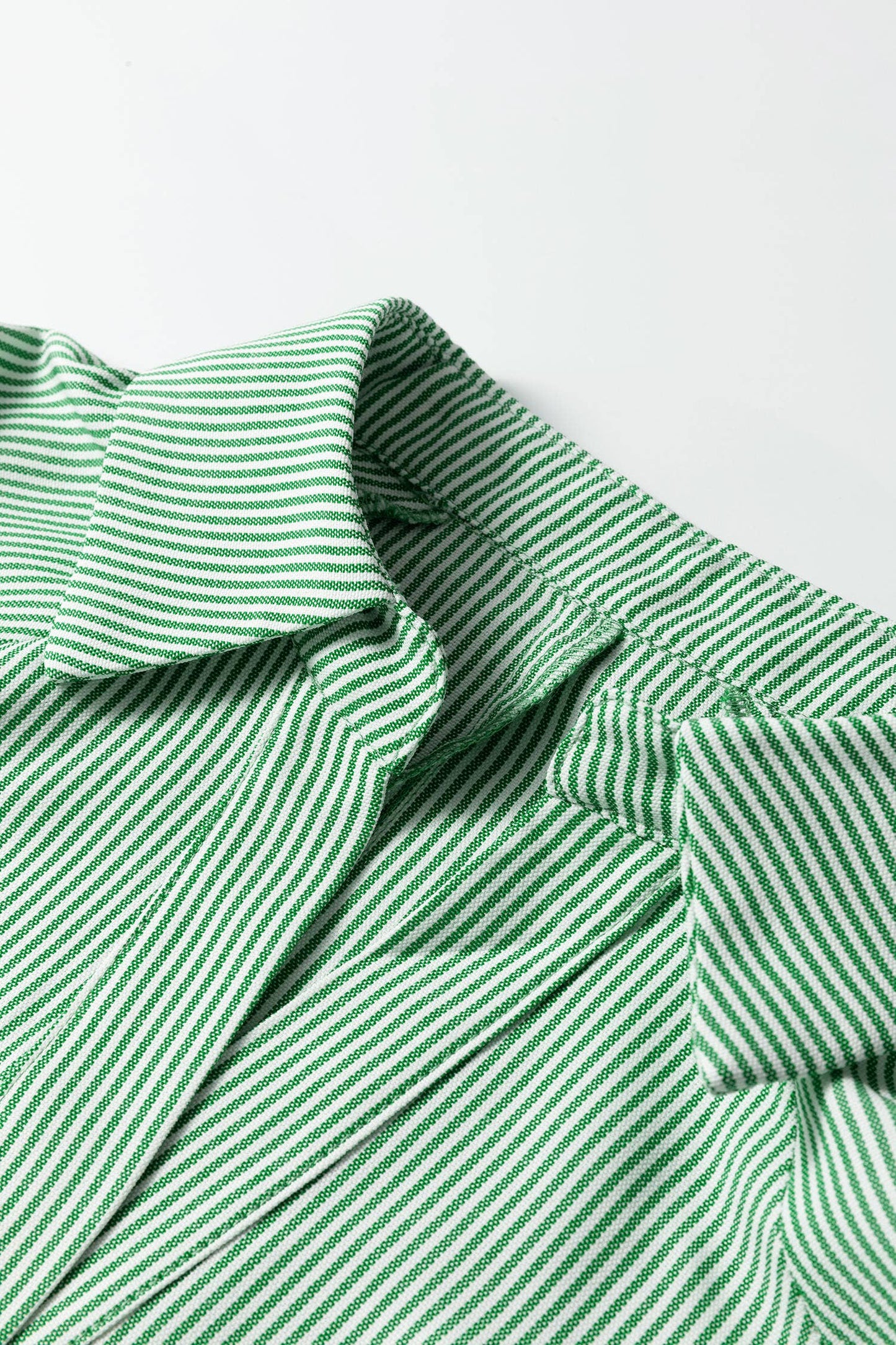 66DISCO - Striped Print Collared Split Neck Half Sleeve Blouse (S-4X)