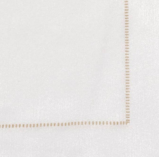 The Napkins Hemstitch Taupe guest towel close-up showing taupe hemstitched border detail