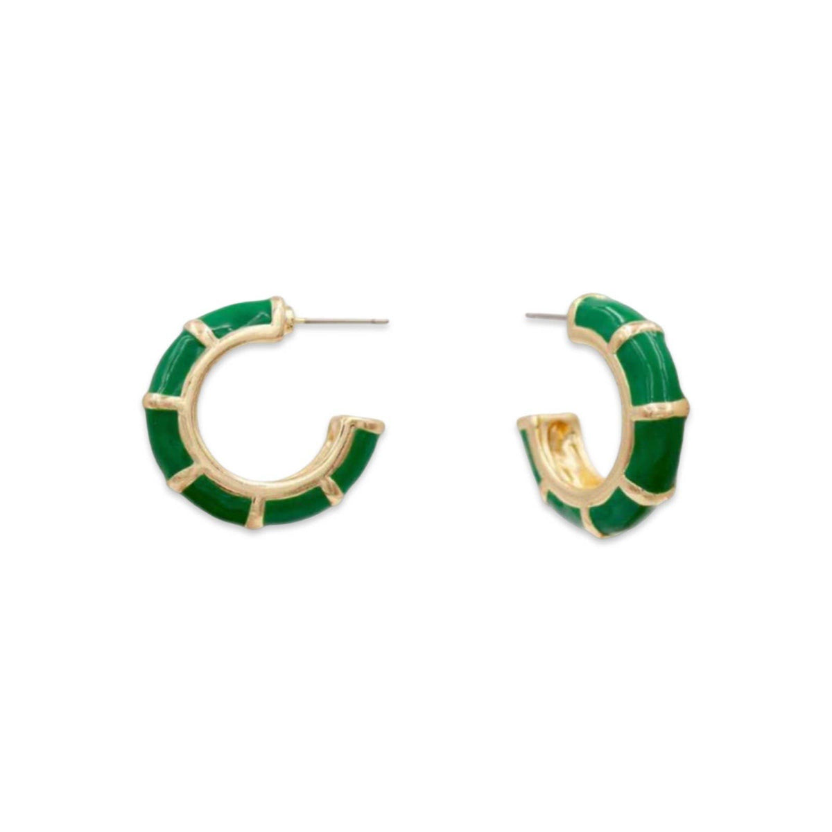 Pierce + Hide - Petite Green Bamboo Hoop | Green Earrings | Custom Hoops