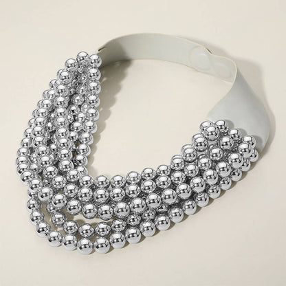 Sensibling Corp. - Chunky Acrylic Bead Layered Faux Leather Magnetic Necklace