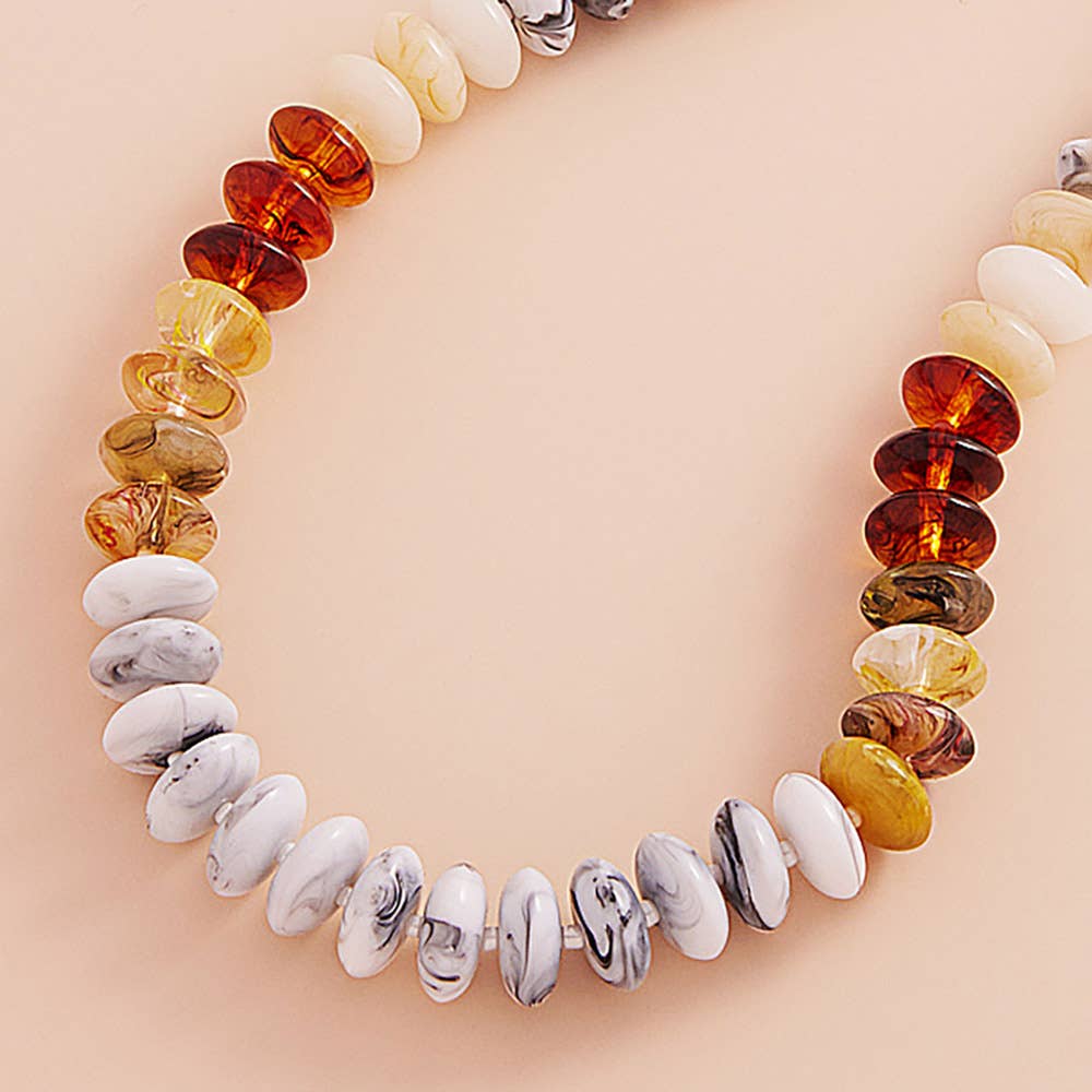 Sensibling Corp. - Ombre Resin Oval Disk Beaded Necklace