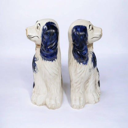 AA Importing - Blue and White Ceramic Staffordshire Dog Pair