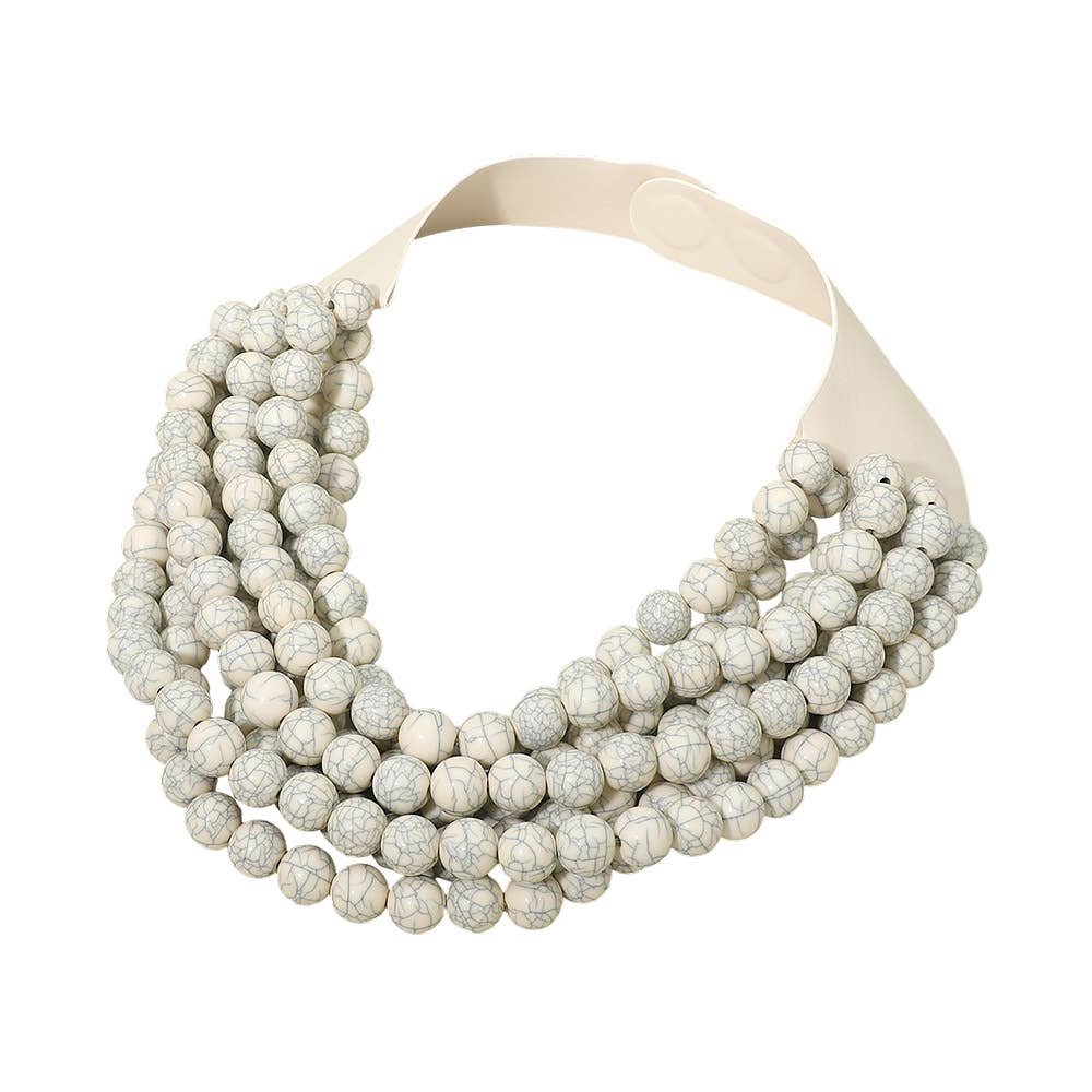 Sensibling Corp. - Multi Layered Beaded Faux Leather Magnetic Collar Necklace