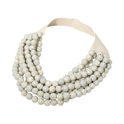 Sensibling Corp. - Multi Layered Beaded Faux Leather Magnetic Collar Necklace