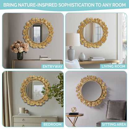 Olliix - Gold Foil Ginkgo Leaf Decor Mirror