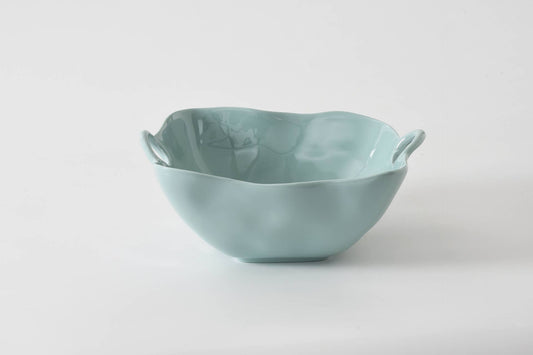 Pampa Bay Extra Large Bowl in sage green melamine with handles, front view