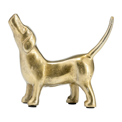 Sagebrook Home - Decorative Figurine - Gold Metal Modern Howling Dog, 7 in.