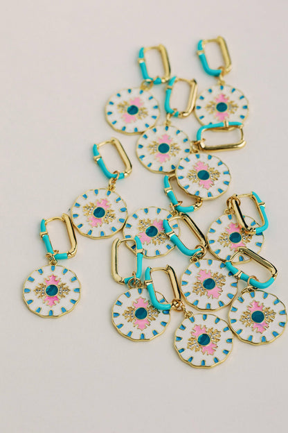 St Armands Designs of Sarasota - Capri Tile Enamel Charm Statement Earrings
