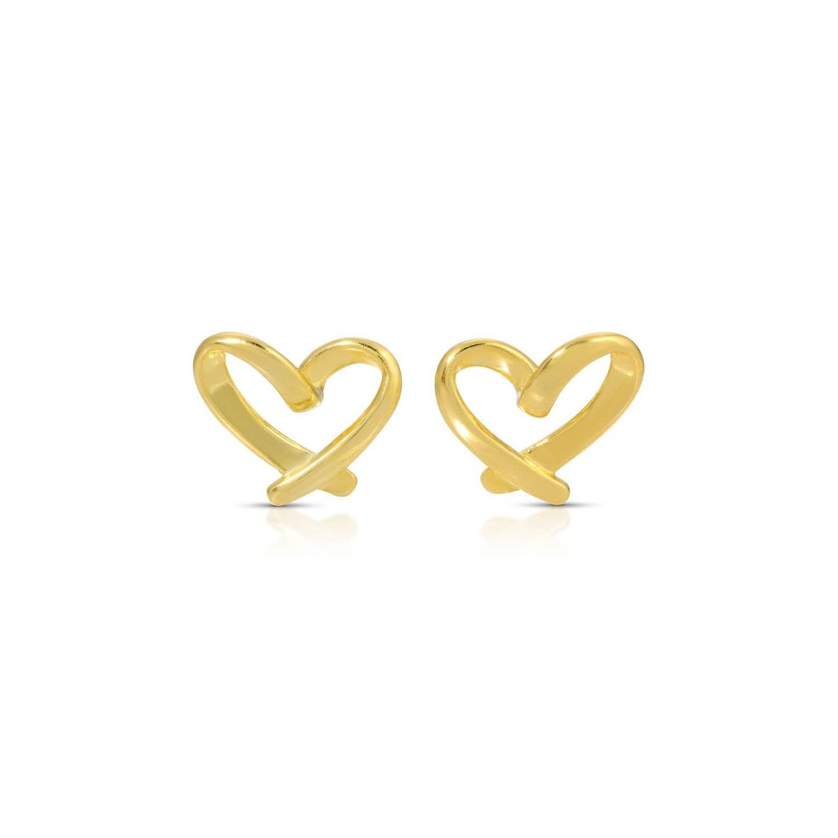 Pair of gold-tone Free Form Heart Studs by Splendid Iris with openwork design