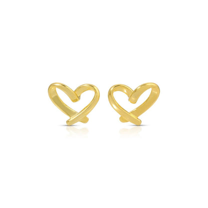Pair of gold-tone Free Form Heart Studs by Splendid Iris with openwork design