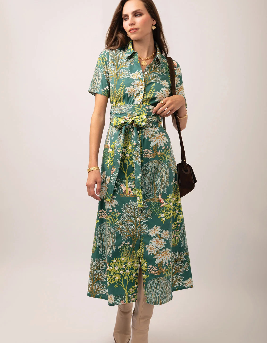 Spartina Kristen Midi Dress Heritage Landscape Evergreen
