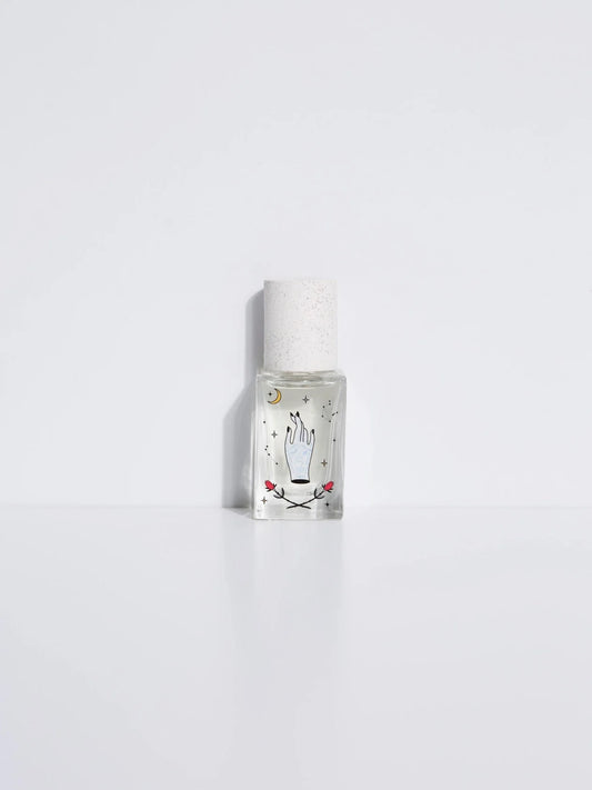 Maison Matine 0.5 fl oz fragrance bottle with white textured cap and hand illustration