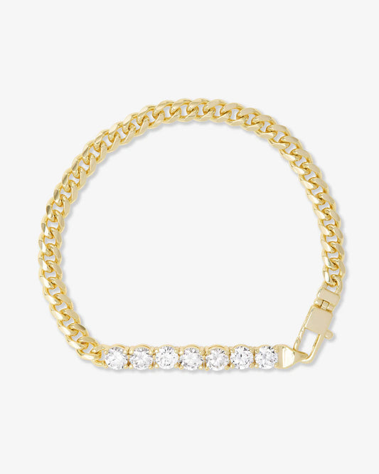 Melinda Maria Baby Julian Loves Diamonds gold curb chain bracelet with seven round diamond stations