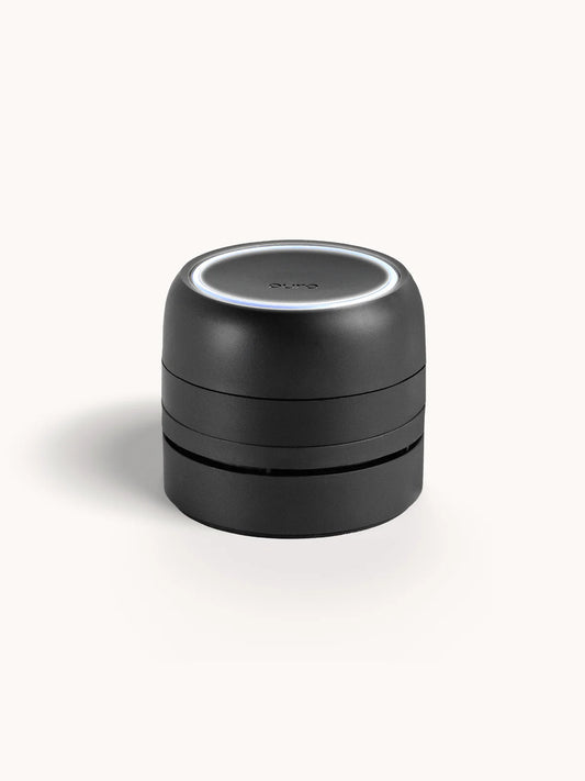 Pura Car Pro black cylindrical smart fragrance diffuser with silver trim