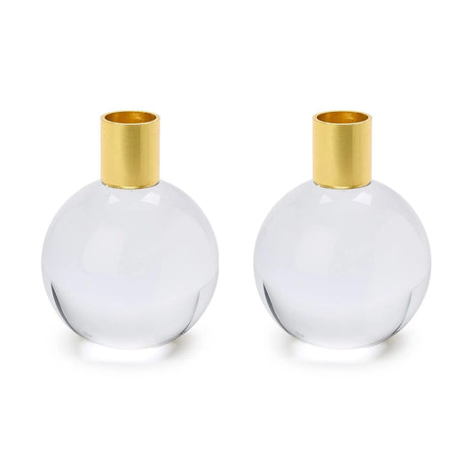 Two’s Company Clear Bulb Candle Holder with Gold
