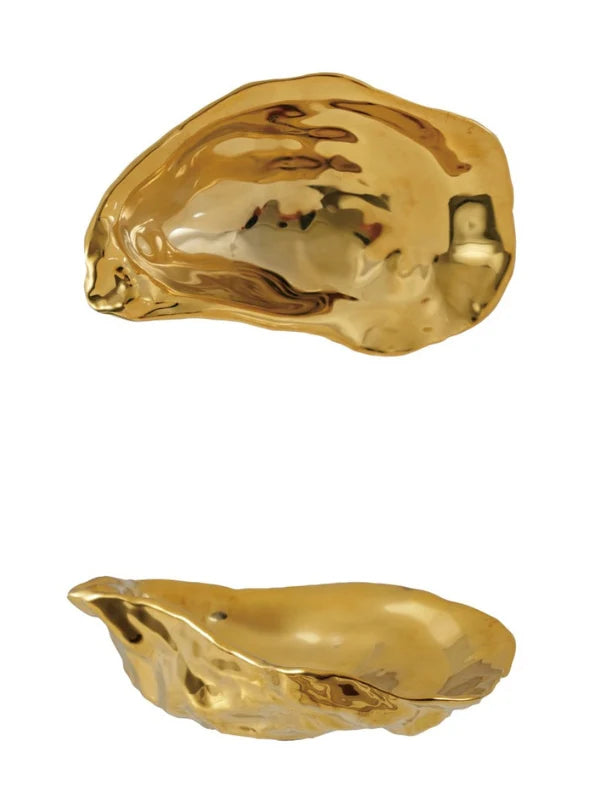 Hazel Mazel - Ceramic Gold Oyster Shell Shaped Dish