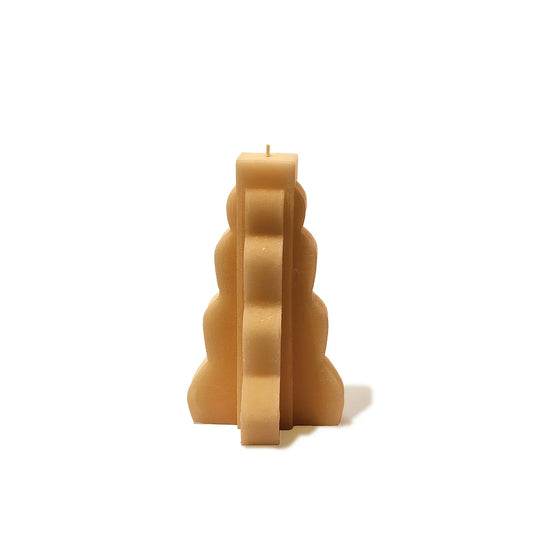 Skeem Cinder Citronella 6" Taper in yuzu, shorter ribbed candle with geometric base