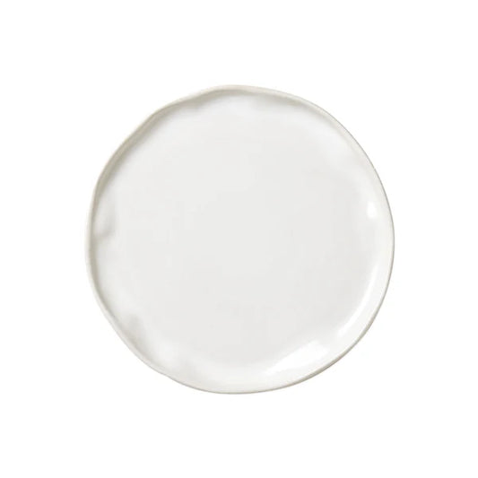Vietri Forma white ceramic salad plate with organic rounded rim, overhead view
