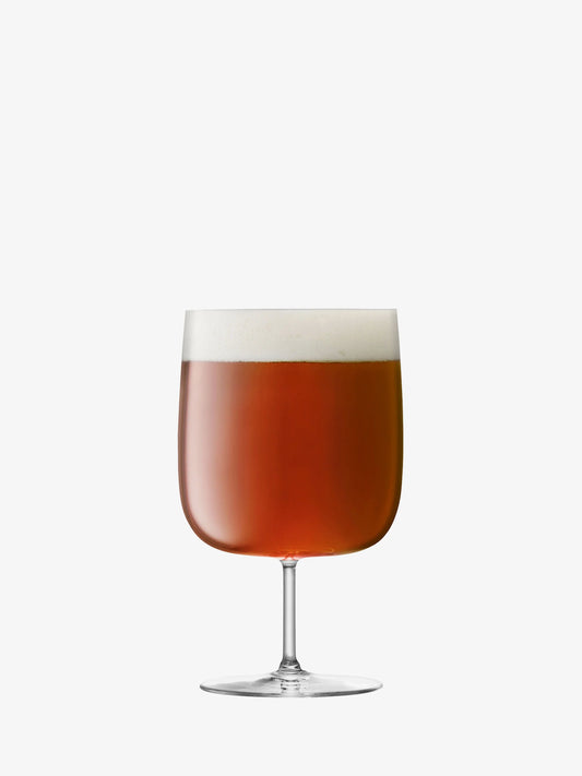 LSA Borough Beer Glass filled with amber beer and foam head