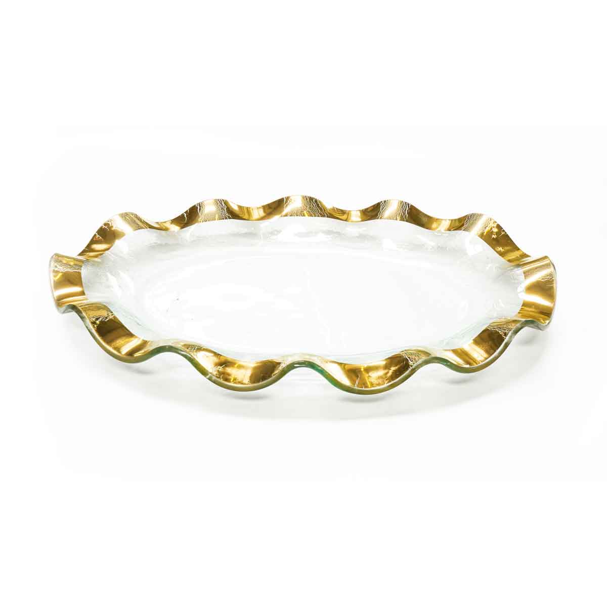 Annieglass 15" Ruffle Platter Gold